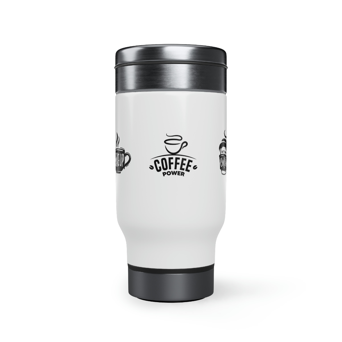 Wake Up Stainless Steel Travel Coffee Mug with Handle, 14oz